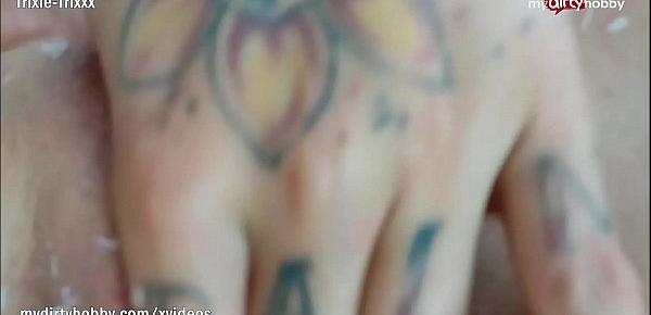  My Dirty Hobby - Busty tattooed chick gets oiled and dirty